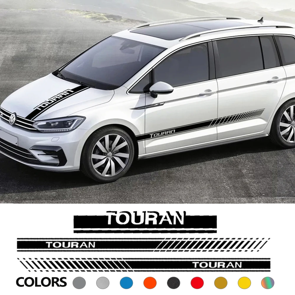 3 pcs/lot Car Body Side Decor Sticker For Volkswagen VW Touran Graphics Stripes Decal Auto Hood Bonnet Sport Styling Vinyl Cover