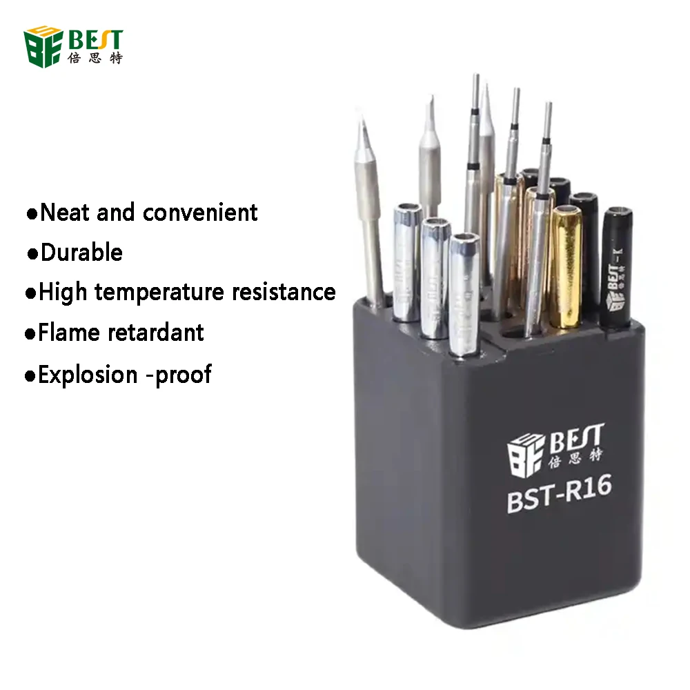 16-hole Storage Rack Soldering Iron Tips Heating Core Finishing Box For 210/110/115/105/245/235/T12/T13/TS1200/TS1300