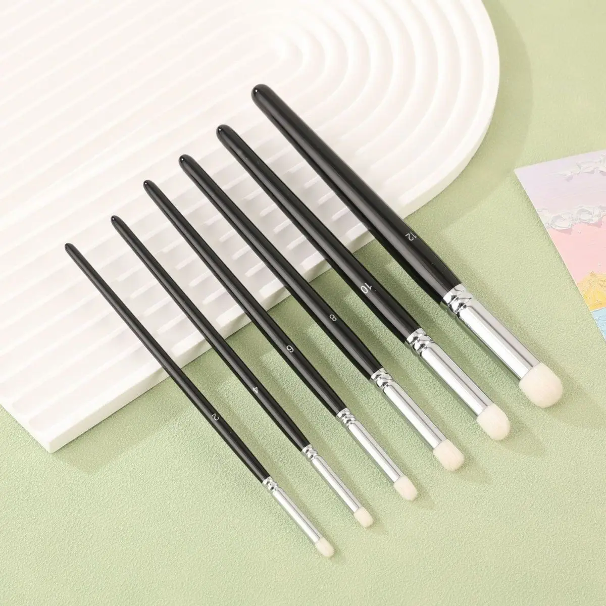 6-Piece Set Dry paint Brush Set Cosmetic Ceramic Craft Pen Wool Brush Round Head Short birch wood rod Figure Model Tool Brush