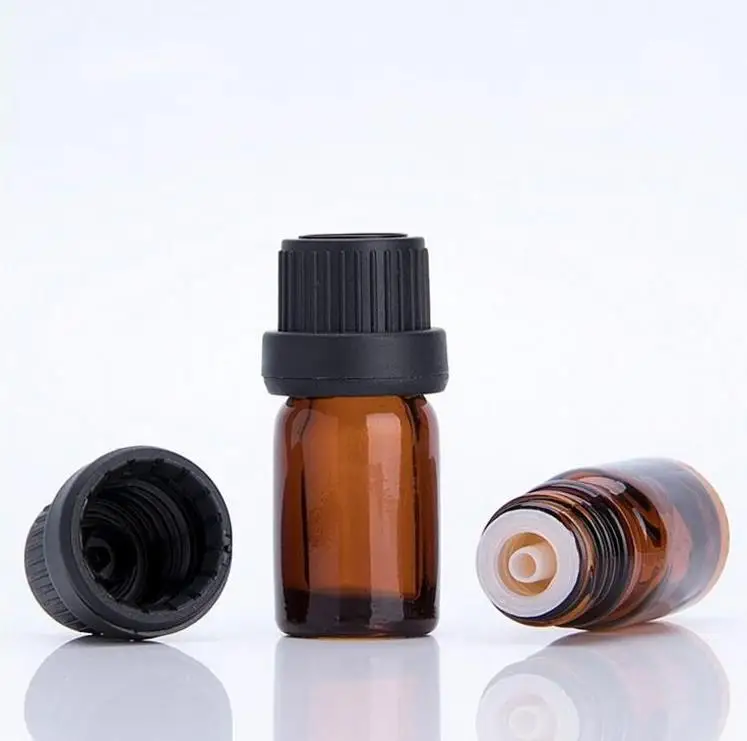 Perfume Sample Tubes Bottles 5ml Amber Glass Essential Oil Bottle with cap Brown Vial Small Essential Oil Bottle SN1774