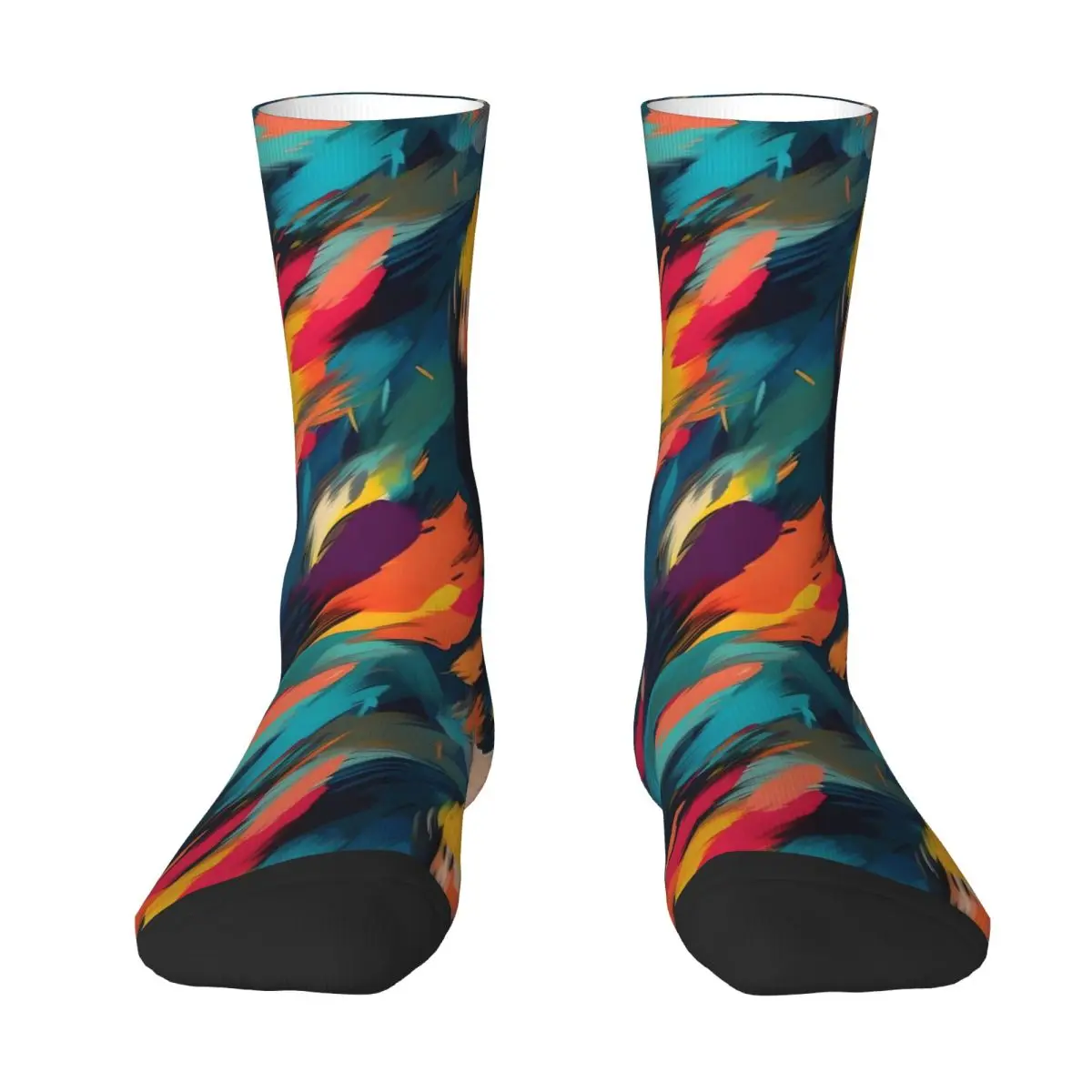 Colorful Brush Print Socks Autumn Abstract Art Stockings Casual Female Soft Socks Graphic Climbing Anti Bacterial Socks