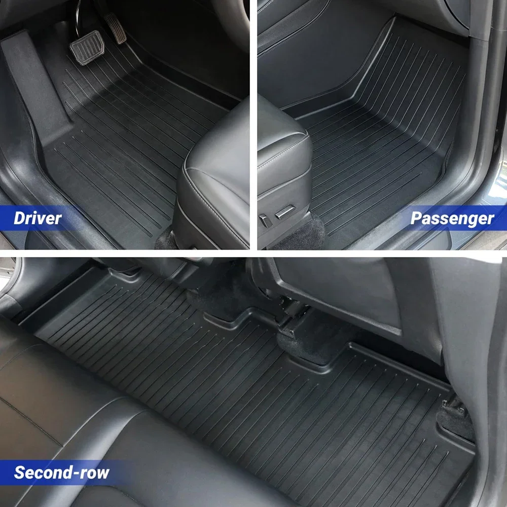 For Tesla Model Y 5 7 Seater 2024 2023-2020 All Weather TPE Waterproof Floor Mats Trunk Mat Cargo Liner with Backrest Mat