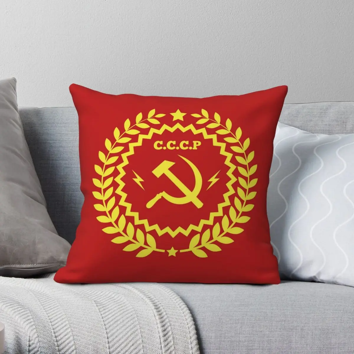 Communism Symbol Hammer And Sickle Square Pillowcase Polyester Linen Velvet Printed Zip Decorative Sofa Seater Cushion Cover 18