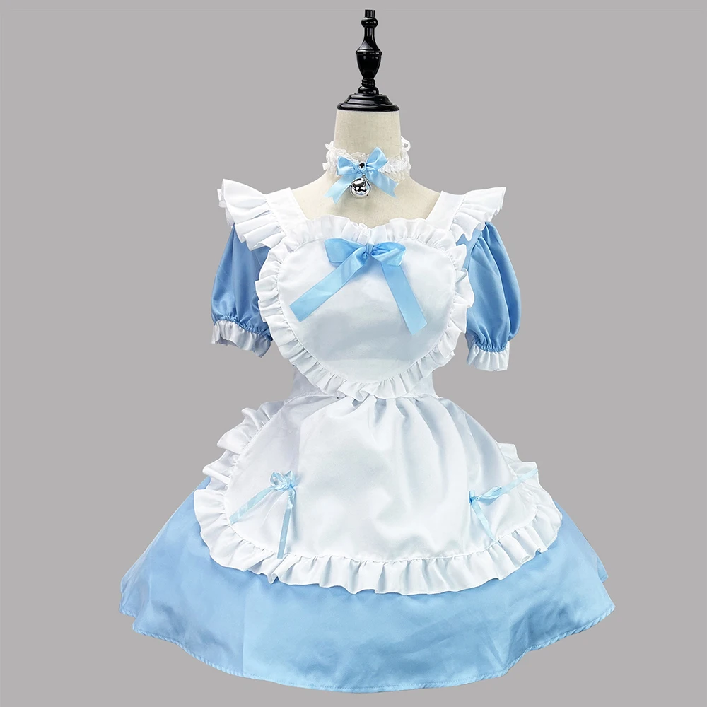 Black Red Sky Blue Pink Women Maid Servant Dress for Christmas Halloween Cute Lolita Maid Costume Girls Women Lovely Maid Outfit