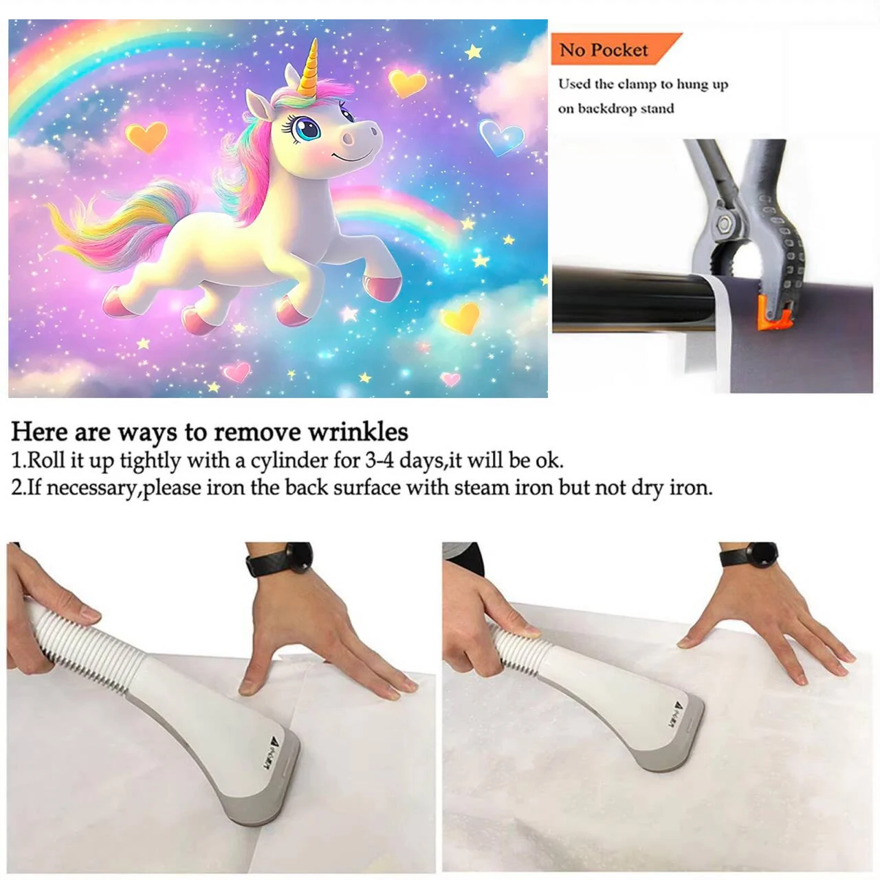 Rosa 3D Einhorn Hintergrund Mädchen Geburtstag Party Kuchen Tischdekoration Lieferungen Banner Baby Taufe Geschenk Fotografie Requisiten – Detail 19