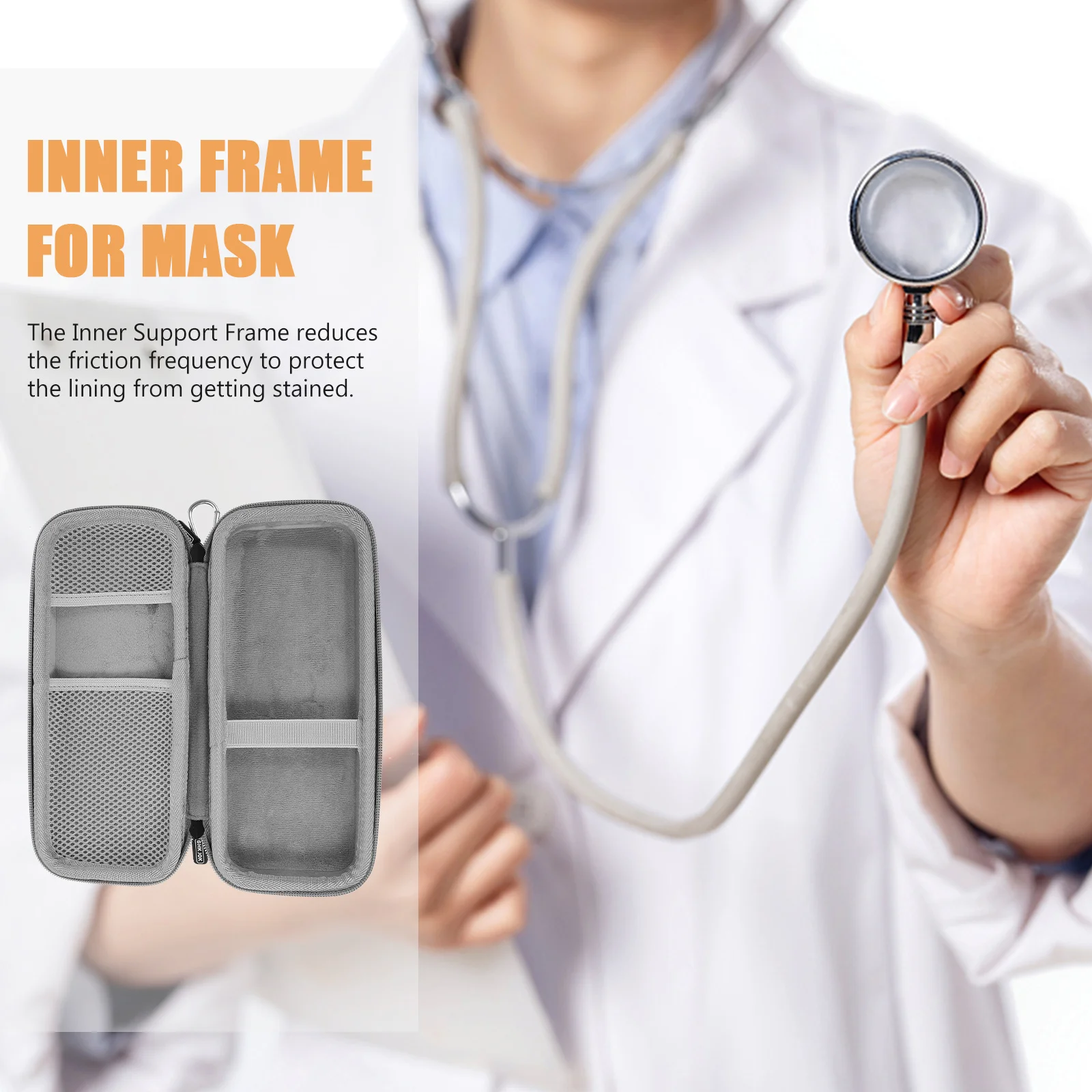 1Pcs Medical Stethoscope Bag Shock Resistant Eva Case with Interior Slot Portable Cover for Daily Use Household Stethoscope Case