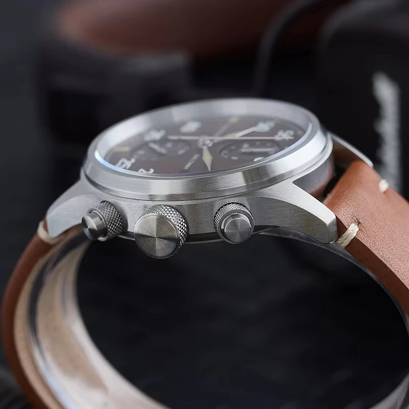 Baltany Classic Retro Men\'s Military Chronograph Quartz Stainless Steel Leather Waterproof S206070 Multifunction Luminous watch