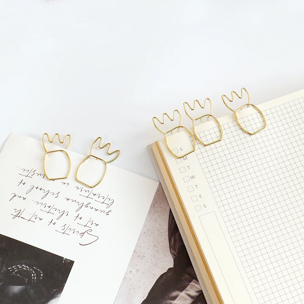 10pcs Creative pineapple Note Shaped Creative File Clamp Paper Clip Bookmark Holder Paper Decorative Clip for Office School Home