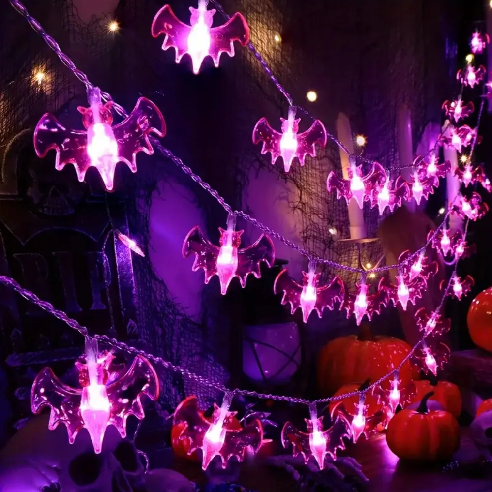 

1PC1.5M10LED/3M20LED Halloween Battery box Bat light string,excluding battery,suitable for autumn harvest,party decoration