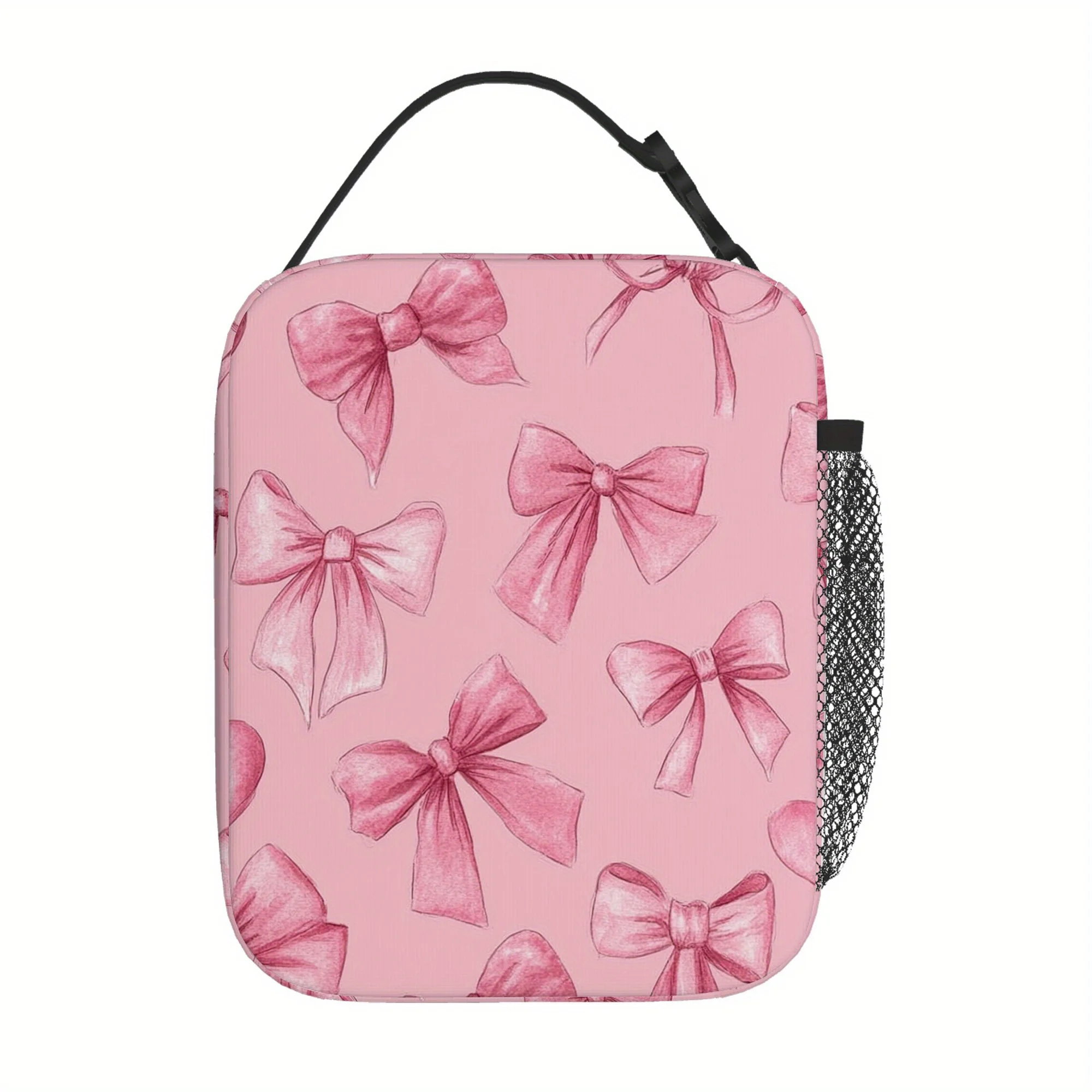 1pc, Pink Bow and Heart Pattern Printed Thermal Bag, Insulated Bag, Not for Food Contact, Suitable for Home, Restaurant, Office,