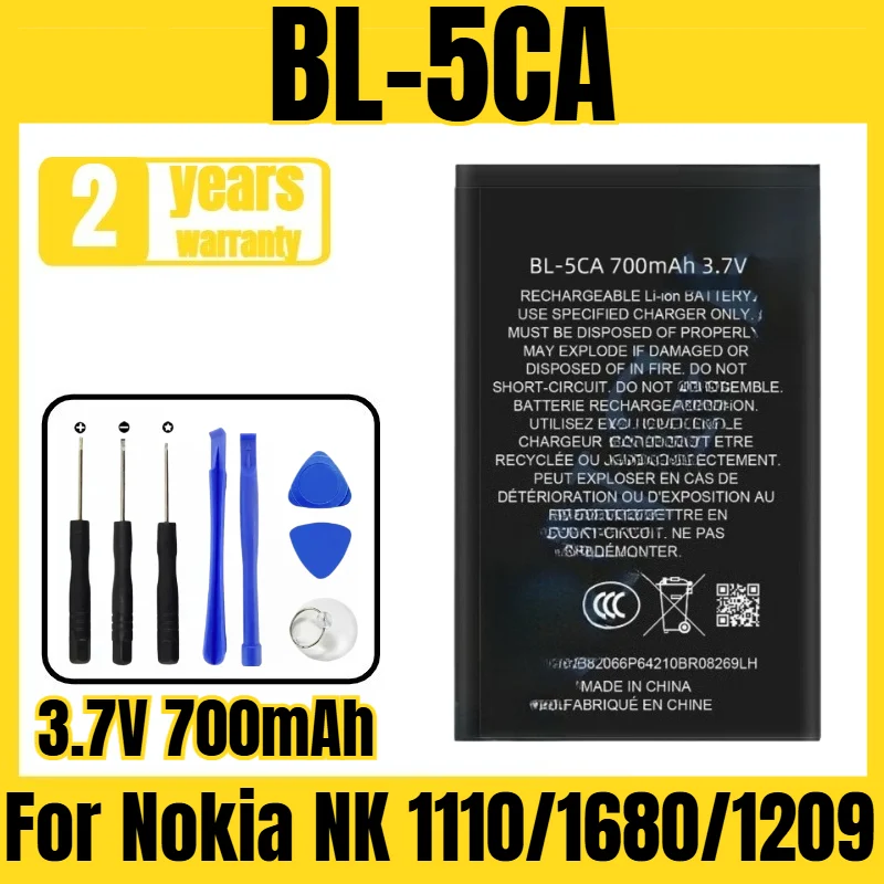 Suitable for Nokia NK 1110/1680/1209 battery BL-5CA mobile phone battery, new large capacity, free tool 3.7V 700mAh
