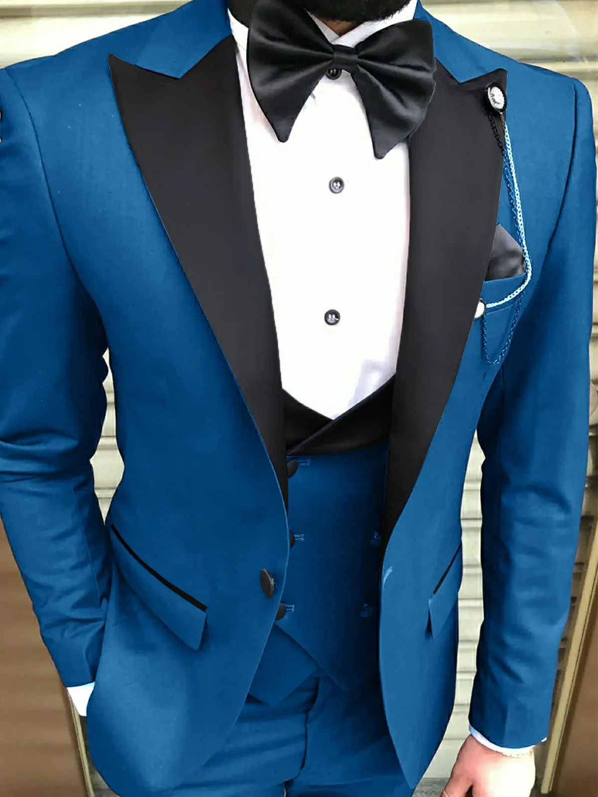 

Wedding Men Suit Slim Fit Solid Tuxedo 3 Piece Suit for Man Casual Blazer and Pant and Double Breasted Vest Traje De Novio