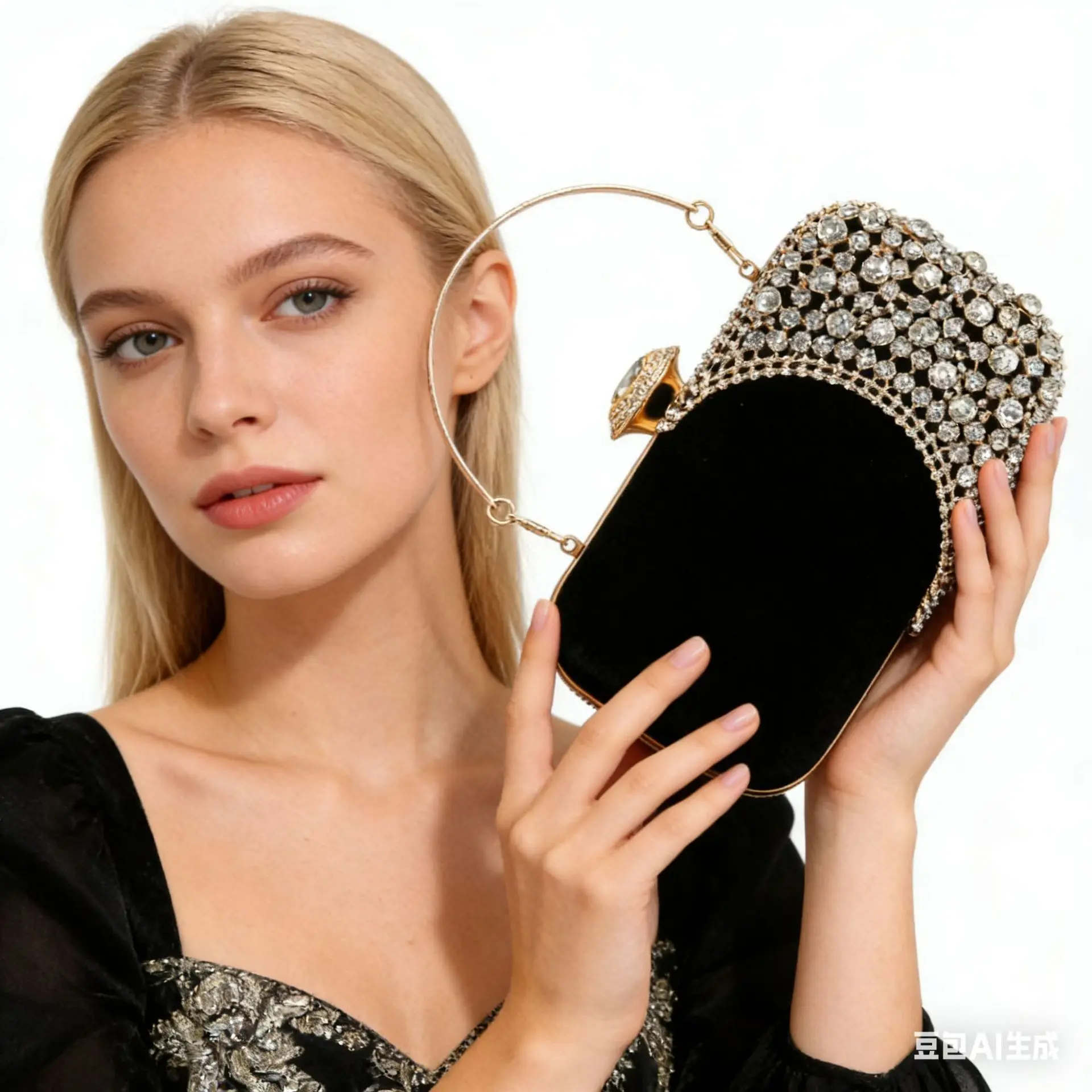 ashion box velvet banquet  square buckle dinner clutch bag women's evening bag banquet chain bag