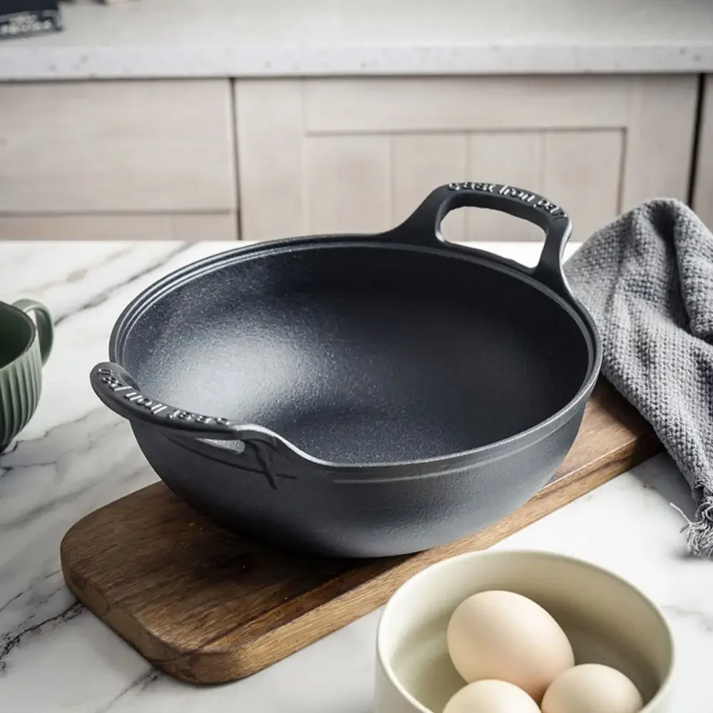 

Cast Iron Pot Uncoated And Non Stick wok Casserole kitchen cooking pot cast iron skillet Cookware wok pan Dropshipping