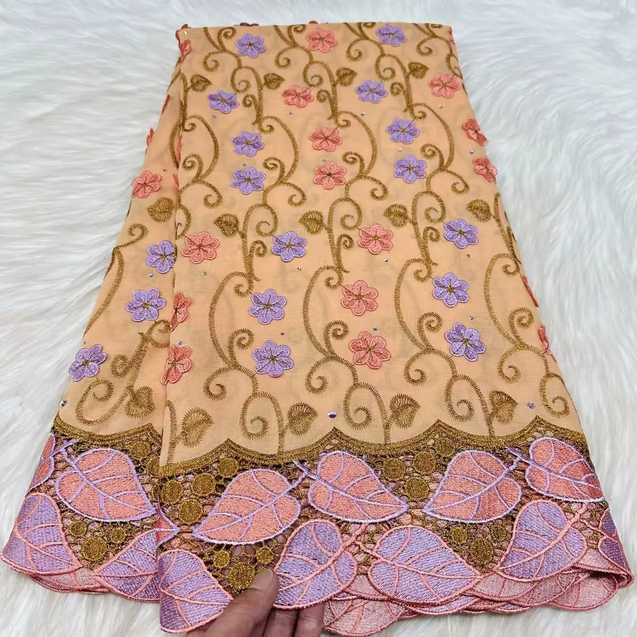 

Swiss Voile Lace In Switzerland With 3D Flower Applique Stones Super Quality African Lace Fabric For Wedding Lace Sewing Dress