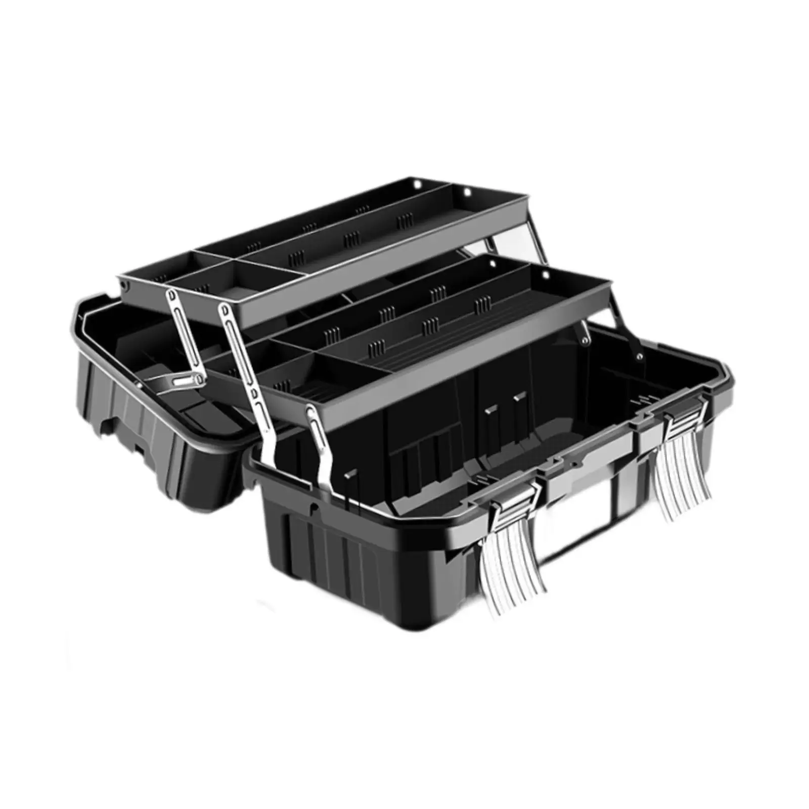 19inch 3 Tiers Foldable Storage Tool Box Multifunctional Large Capacity for Plumbing Repairs Lockable with Handle