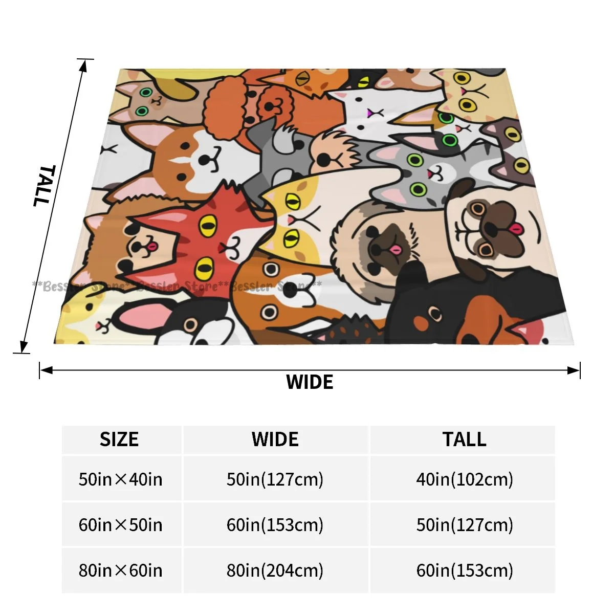 Soft Warm Flannel Blanket Dogs And Cats Faces Colorful Travel Portable Thin Bed Sofa Blanket