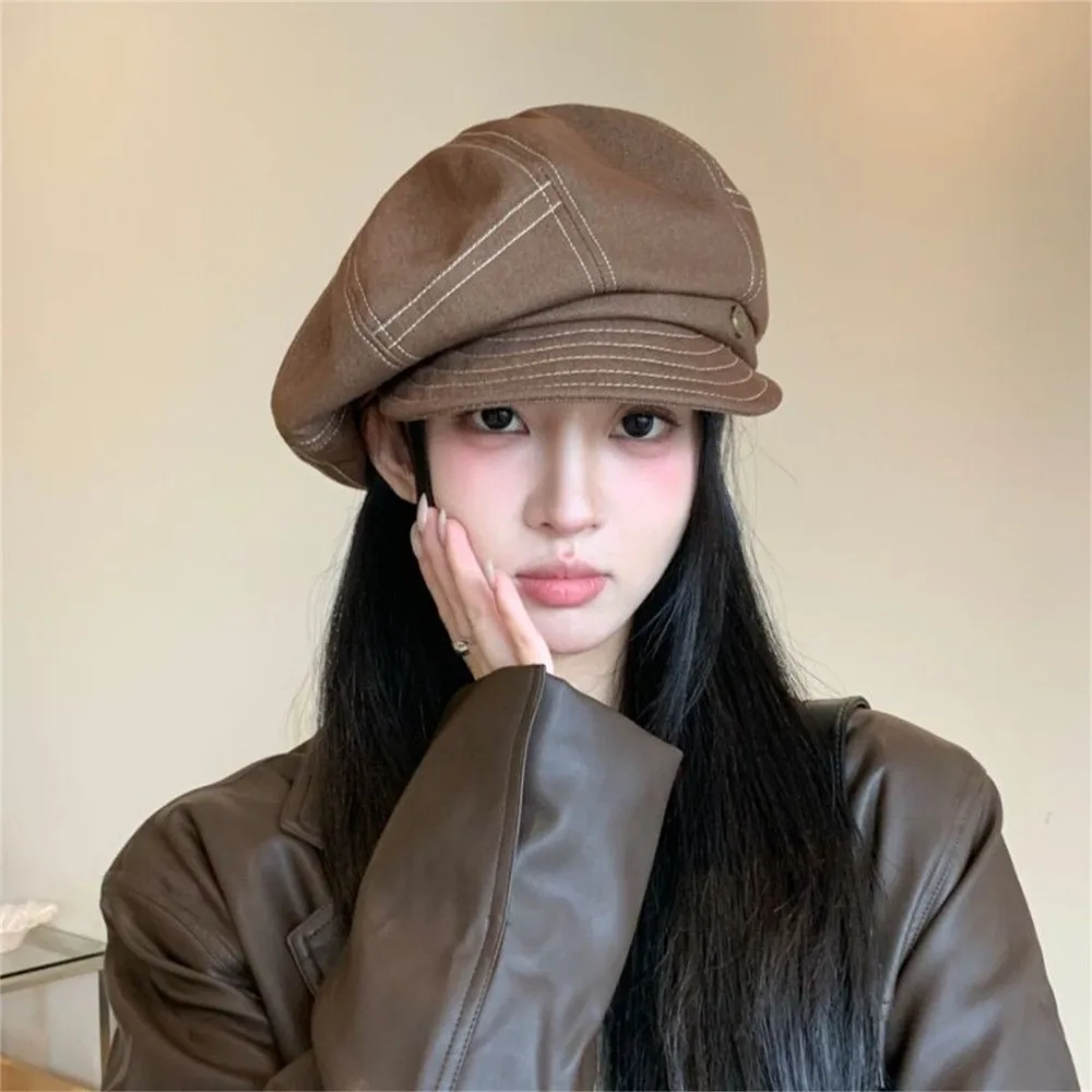 

Retro Korean Denim Beret Spring Autumn Newsboy Octagonal Hats Versatile Casual Painter Hat Streetwear