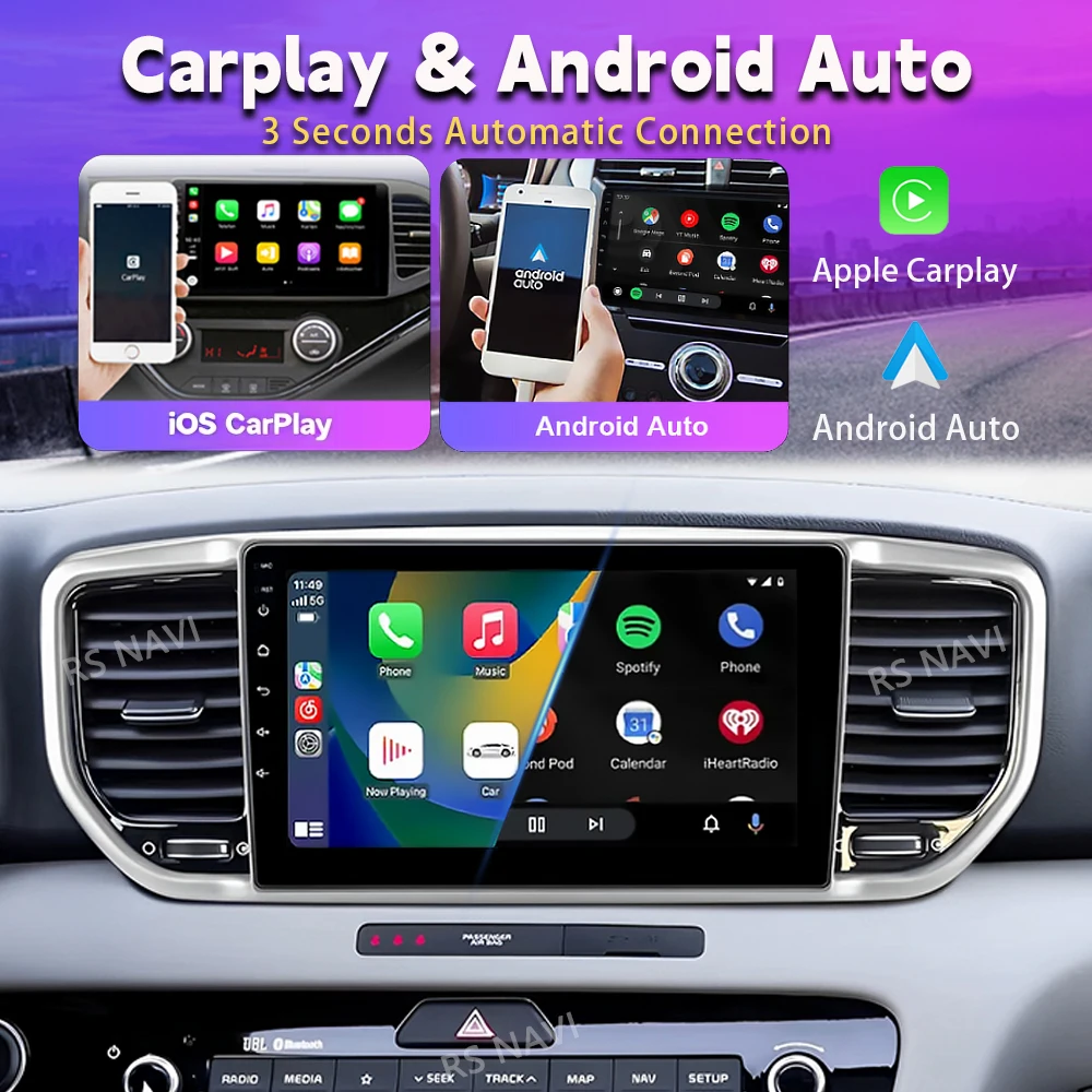 Android 15 Carplay 2K Screen Car Radio Multimedia Player For KIA Sportage KX5 2016 2017 2018 Autoradio Stereo 2din Head Unit