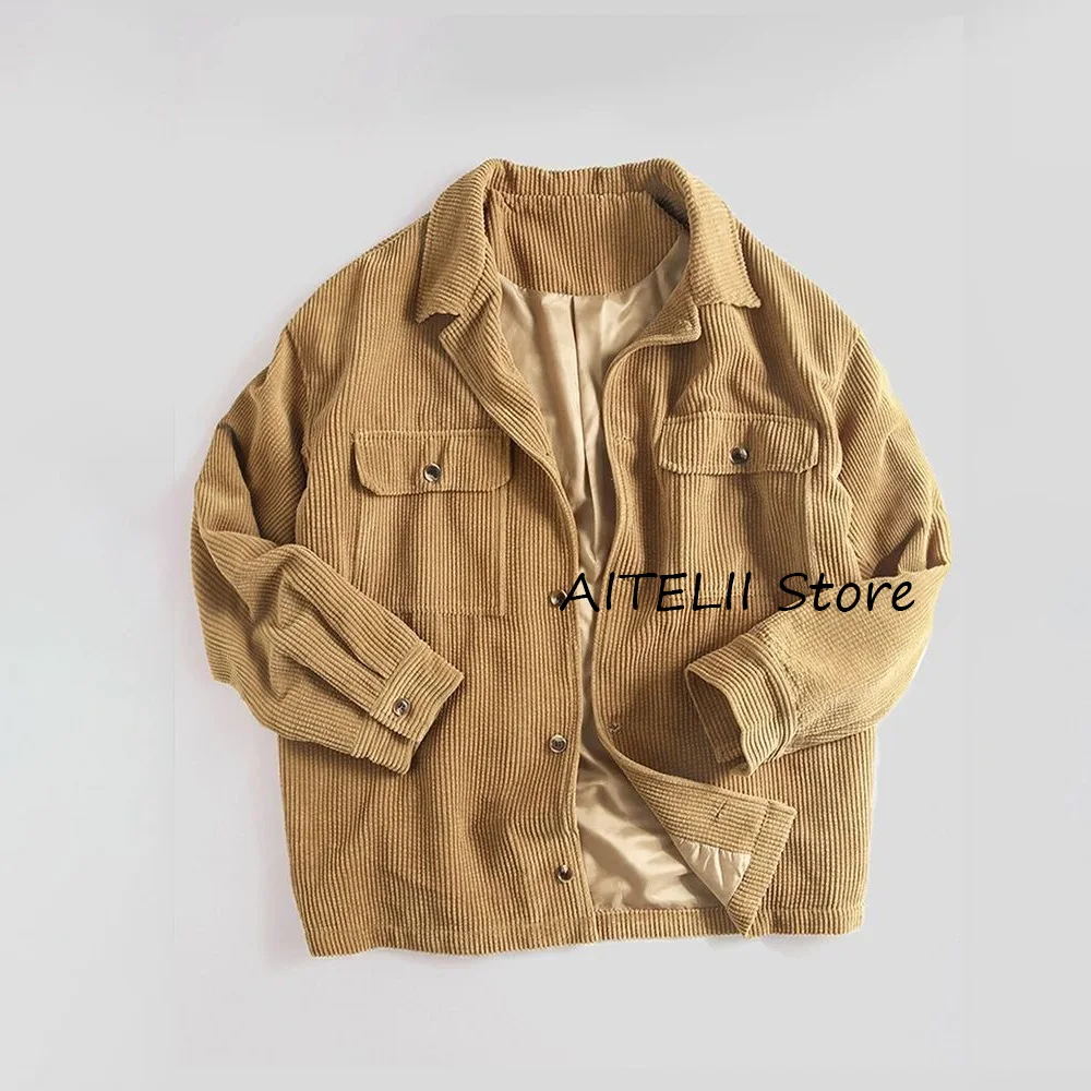 

Повседневный модный костюм из вельветовой ткани, однобортные уличные куртки для мужчин, мужская куртка, нагрудные костюмы на пуговицах с карманами и лацканами