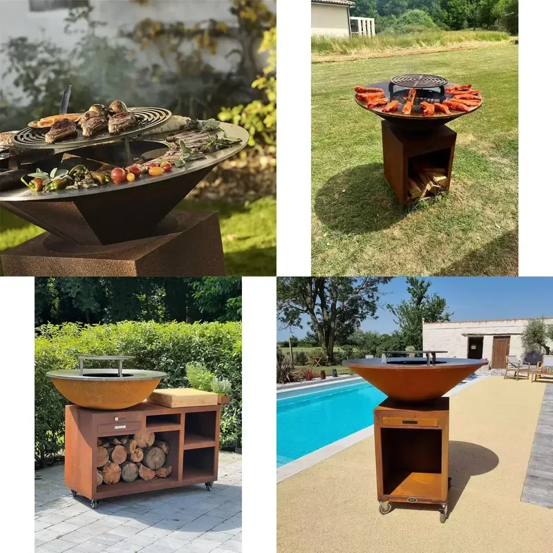 Bbq Manufacturer Wood Fire Pit Grill for Outside Kitchen Camping Bbq Grill Outdoor BBQ Grill with Wood Storage
