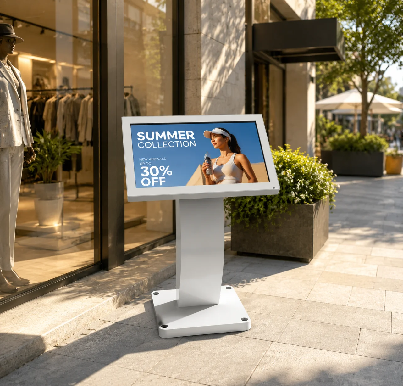 55 Inch Outdoor Android Touch Screen Kiosk IP66 Waterproof 4K 2000 Nits Brightness Interactive Digital Signage Display