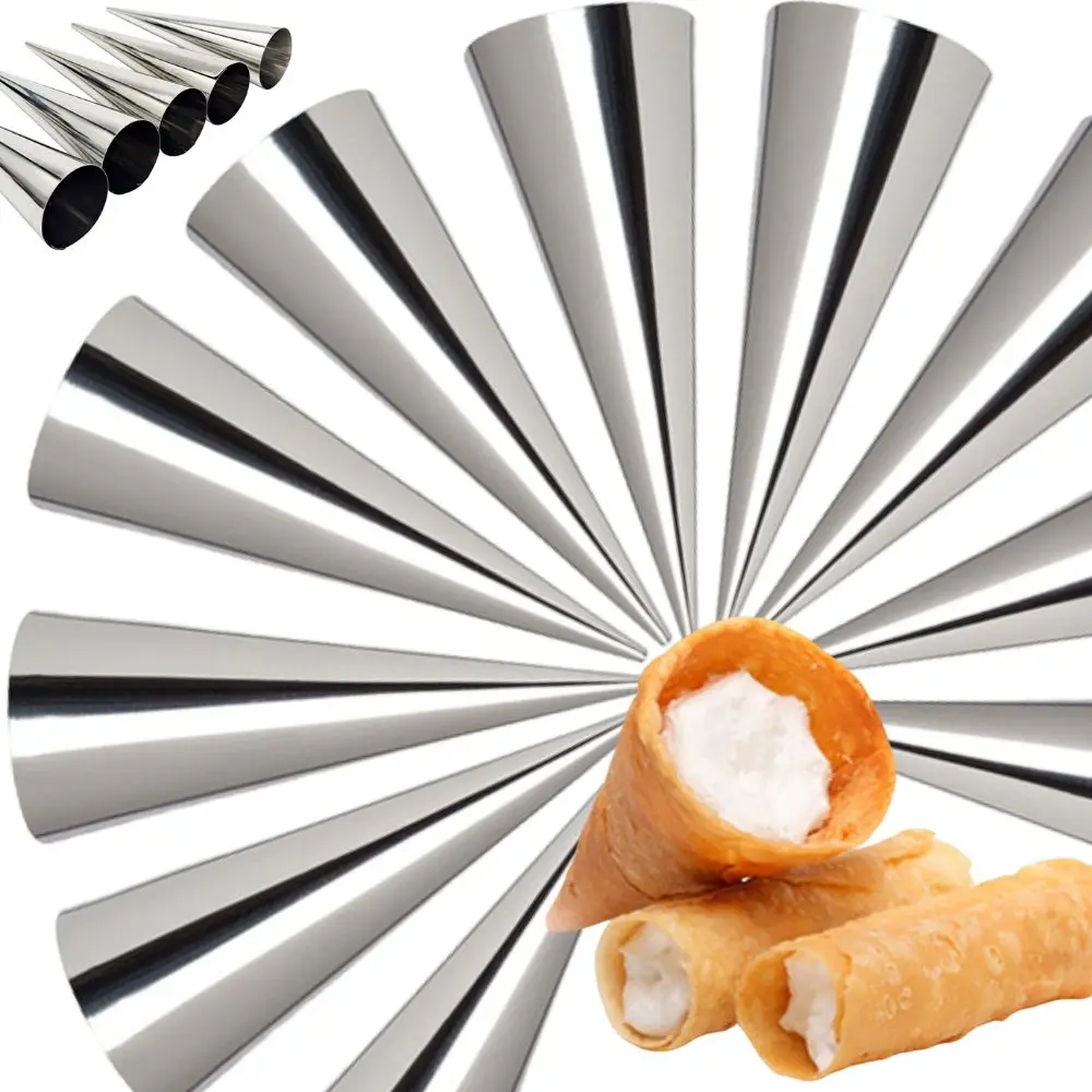 

5pcs S/M/L Stainless Steel Conical Cylinders Cream Horn Croissant Mold Non-stick Cake Curling Kitchen Baking Tools YMY