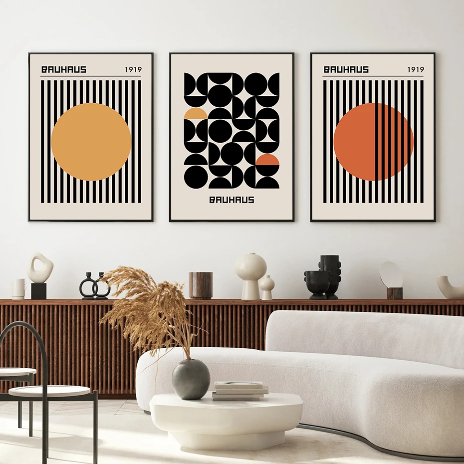 

Bauhaus Geometric Abstract Minimalist Mid Century Modern Posters Canvas Painting Wall Art Print Pictures Living Room Home Decor