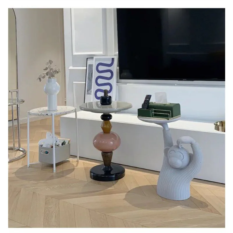 Nordic Candy-Shaped Small Coffee Table, Minimalist Sofa Side End Table, Creative Space-Saving Storage Rack for Living Room Decor