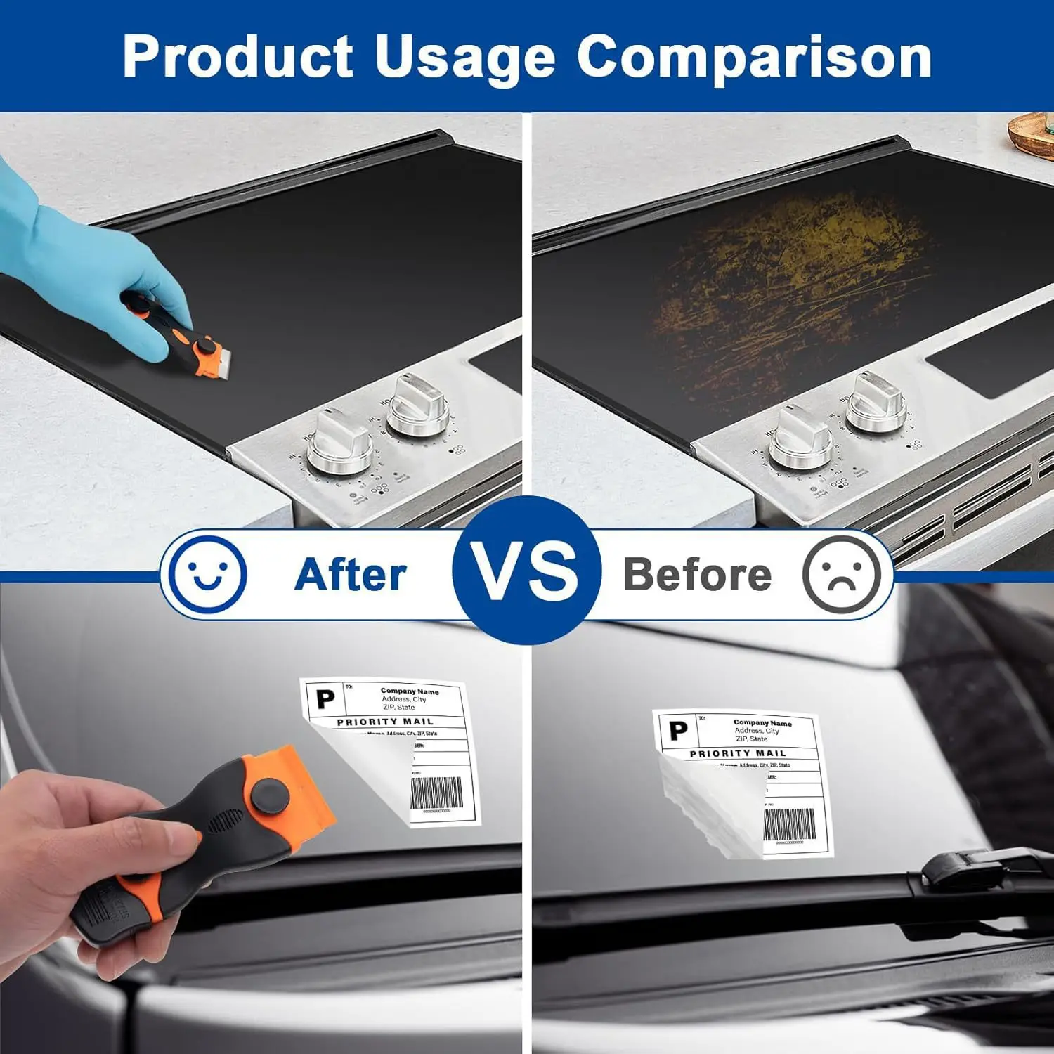 Plastic /Metal Razor Blade Scraper Edge Removal Tool Removal Auto Window Tint Vinyl Application Remover Tool for Car & Home