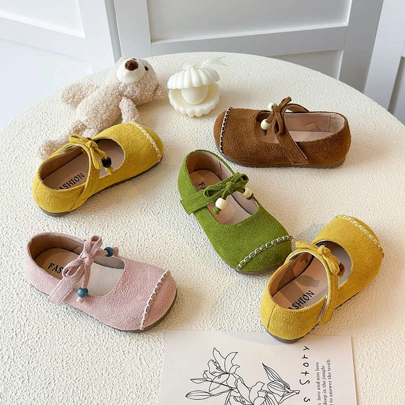 

Princess Style Leather Shoes for Girls 2025 New Autumn Toddler Ballet Flats with Pastel Colors Soft Sole Chic School Dance Shoes