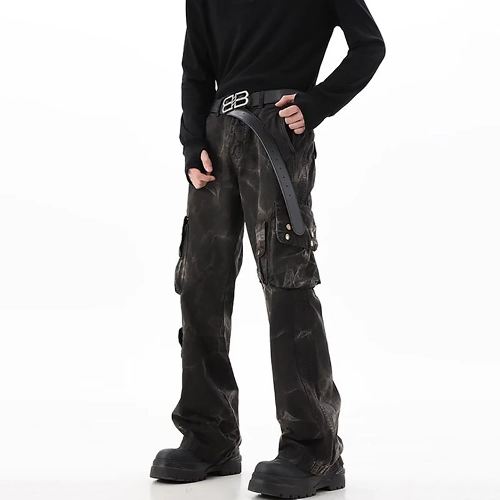 Jeans da uomo Pantaloni cargo lavati Pantaloni casual Primavera Streetwear Moda Campus giovanile Pantaloni dritti versatili Abbigliamento da uomo 2025 Nuovo