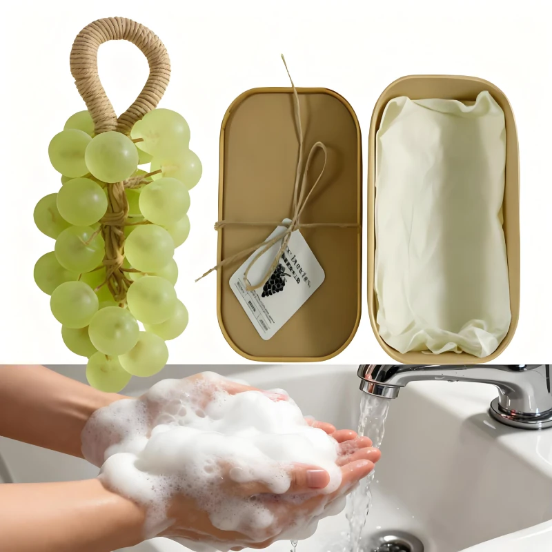 

Gift Box Of Grape Bunches Shaped Soap Handmade Hanging Soap Bar Lavender Rose Scent Gentle Cleansing For Hands Natural Fragrance