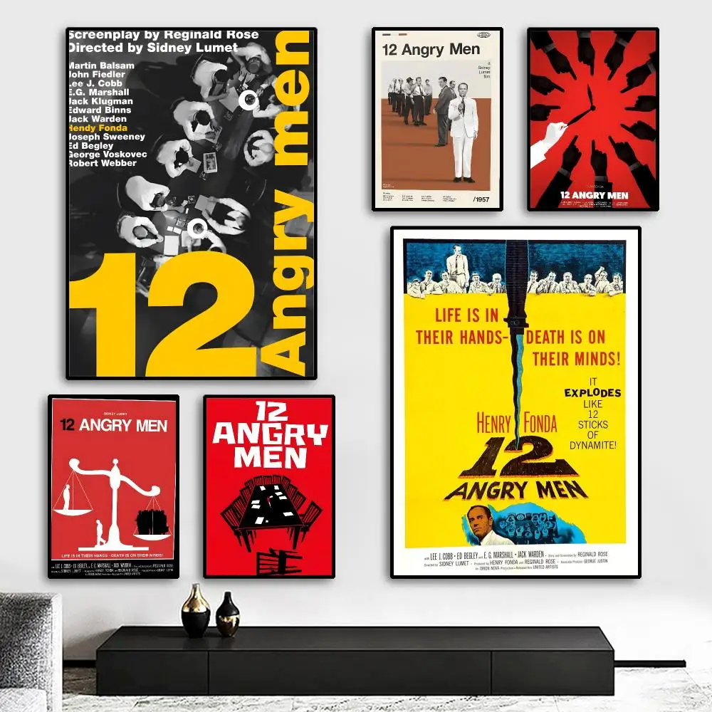 12 Angry Men Movie Classic Vintage Painting Calligraphy HD Canvas Poster living room bedroom bar aesthetic decoration