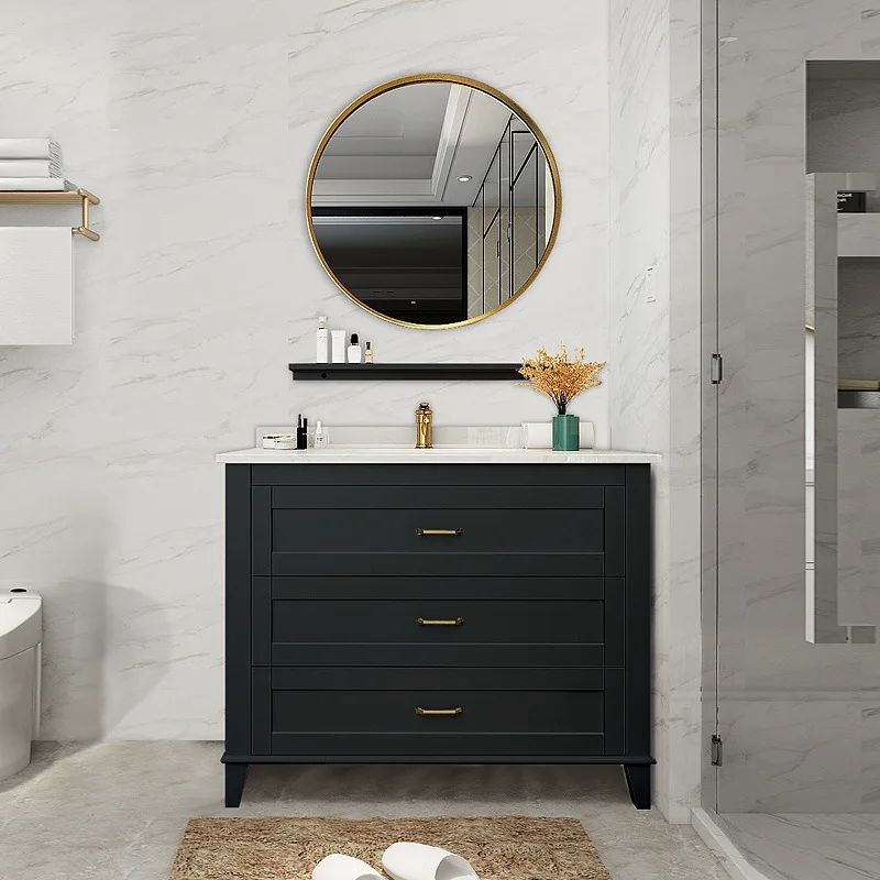 

Light luxury Nordic solid wood bathroom cabinet Modern simple bathroom Washing table Washing table B