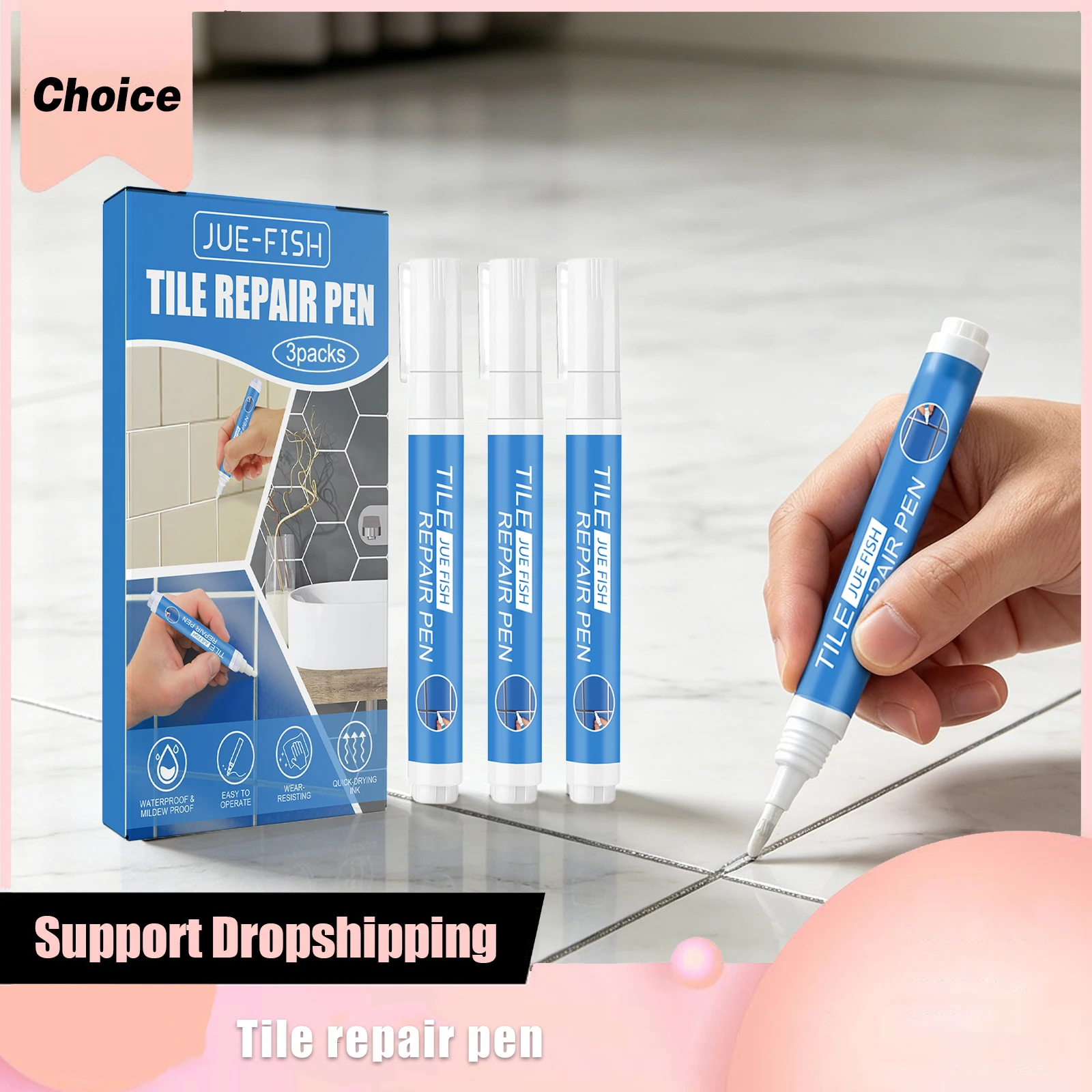 Tile Grout Paint Pen Waterproof Filler Mildew Proof Safety Restore for Ceramic Tiles Floor Bathroom Decontamination Seam Repair