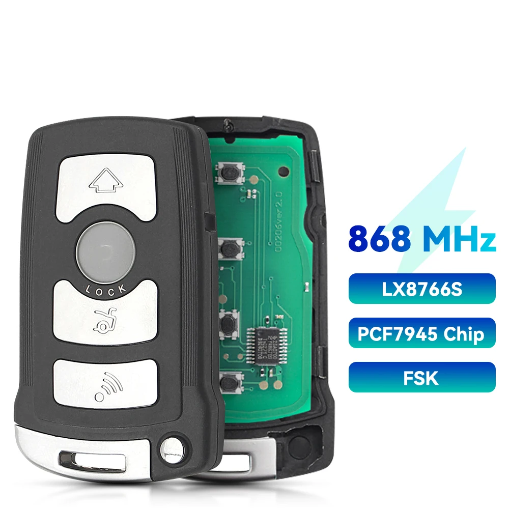 KEYYOU Mit Batterie Für CAS1 System Remote key Fob 315/315LP/433Mhz /868Mhz für BMW 7 SERIE E65 E66 ID46 7953 CHIP HU92 UNCUT