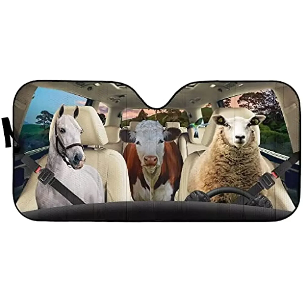 Car Window Shades for Front Window Sunshade Funny Animal Windshield Sun Shade Foldable Cow Sheep Auto Sunshield Horse Visor