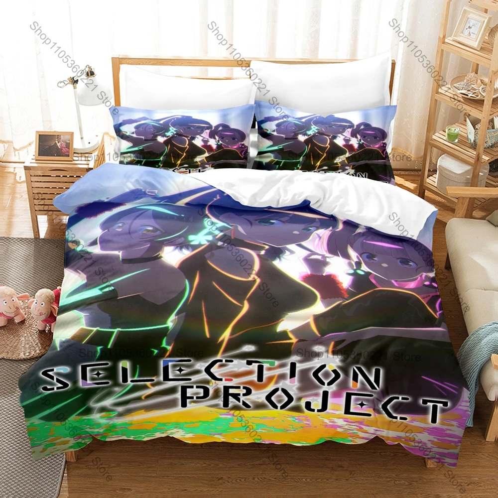 Anime SELECTION PROJECT Bedding Set, Duvet Cover and 2 Pillowcases, Cute Singer Girl Pattern Breathable Fabric All Season Home