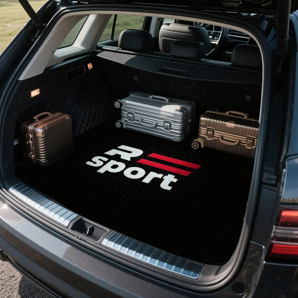 1pc Polyester Fiber Sports Letter Print Personalized Car Trunk Mat, Interior Protection Cargo Liner, Durable Auto Floor Mat