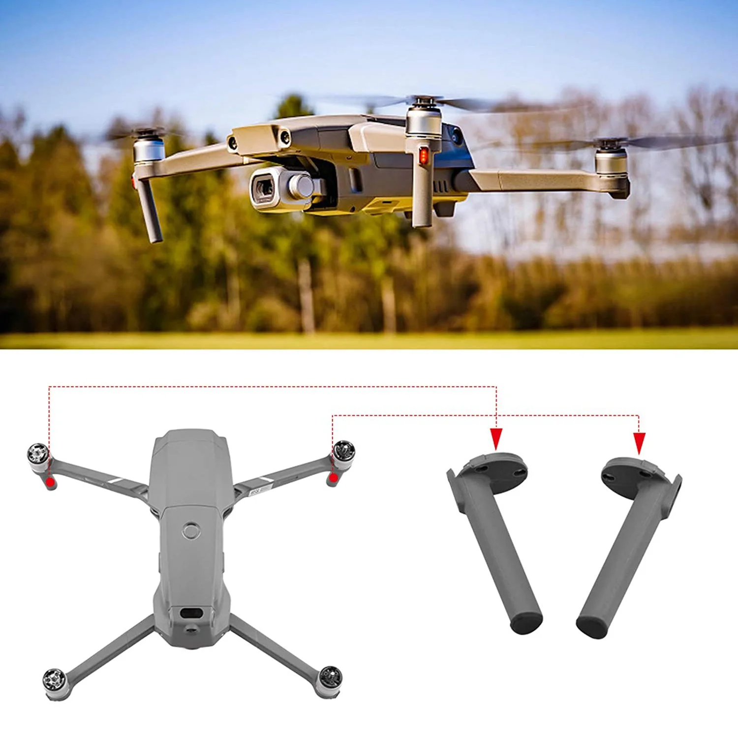 Equipo de aterrizaje de pierna delantera izquierda y derecha, reemplazo de pie izquierdo y derecho para DJI Mavic 2 Pro/Zoom Drone, accesorios, 1 Juego