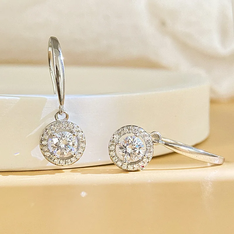 

Серьги с муассанитом, серебро 925 пробы, женские модные украшения с сертификатом GRA, цвет D