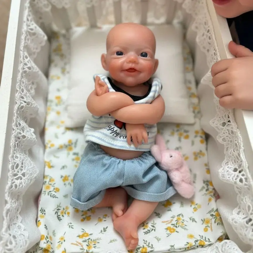 

8-дюймовая мягкая силиконовая кукла реборн для мальчика, реалистичная кукла ручной работы для новорожденных, милая кукла Bebe Reborn