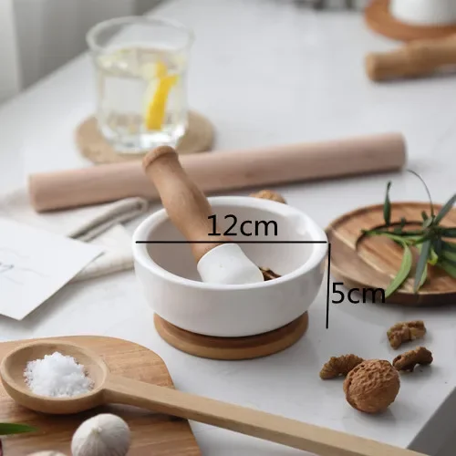 Ceramic Masher Mortar Pestle Pepper Masher Spice Grinder Crusher Pounding Jar Manual Grinding Vessel Food Grinder Grinding Tools