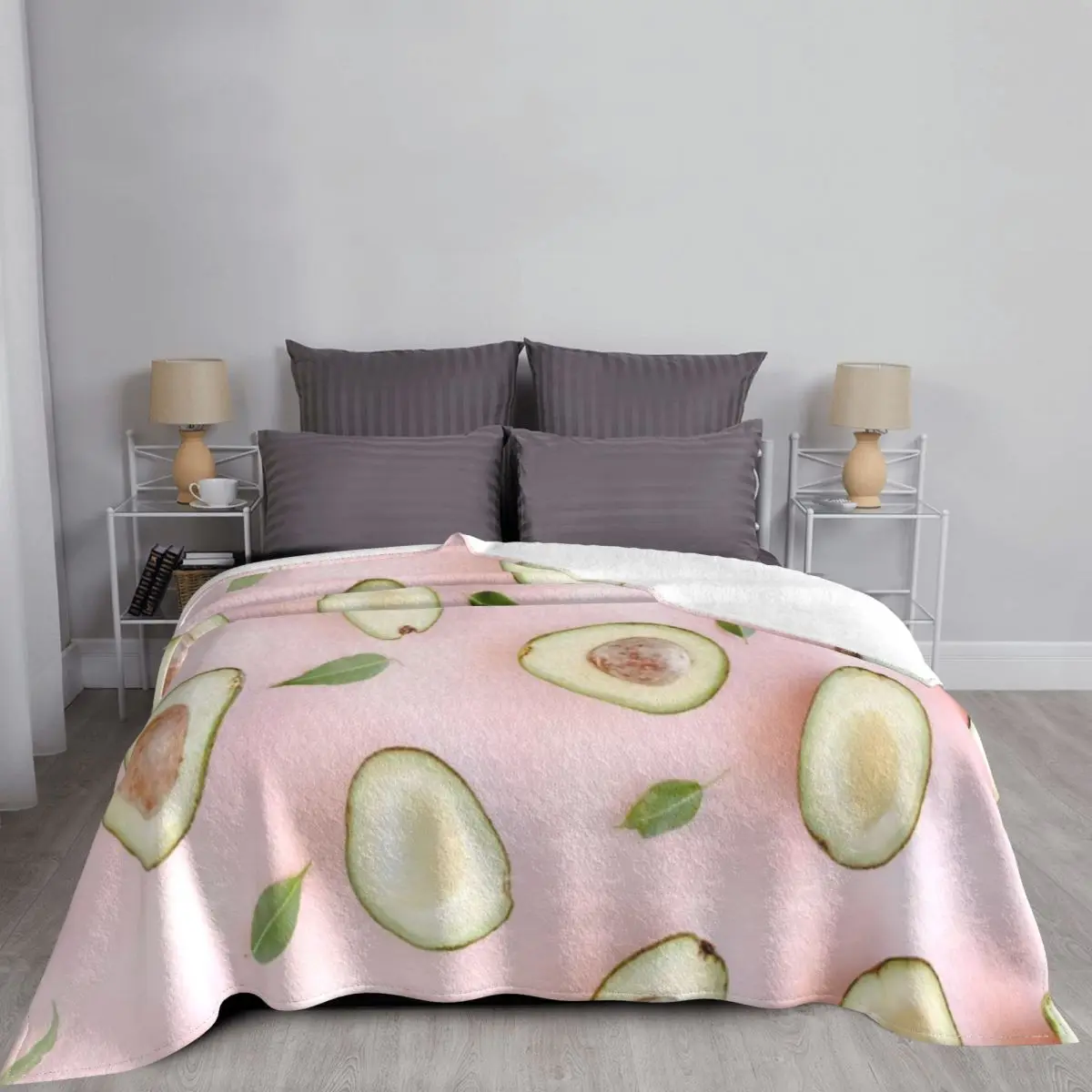 Avocadoa Funny Blanket Flannel Print Fruit Portable Super Warm Throw Blanket for Home Couch Quilt