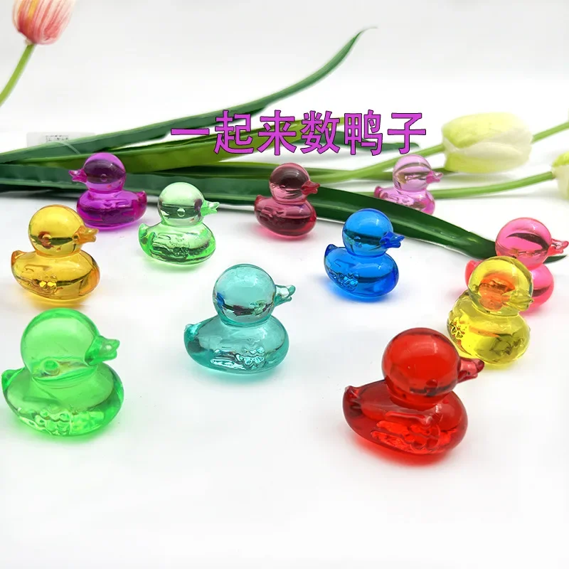 Camal 10Pcs Acrylic 30mm Duck Model Shaped Colorful Funny Pressure Relief Plaything Children Cartoon Toy Desktop DIY Ornament