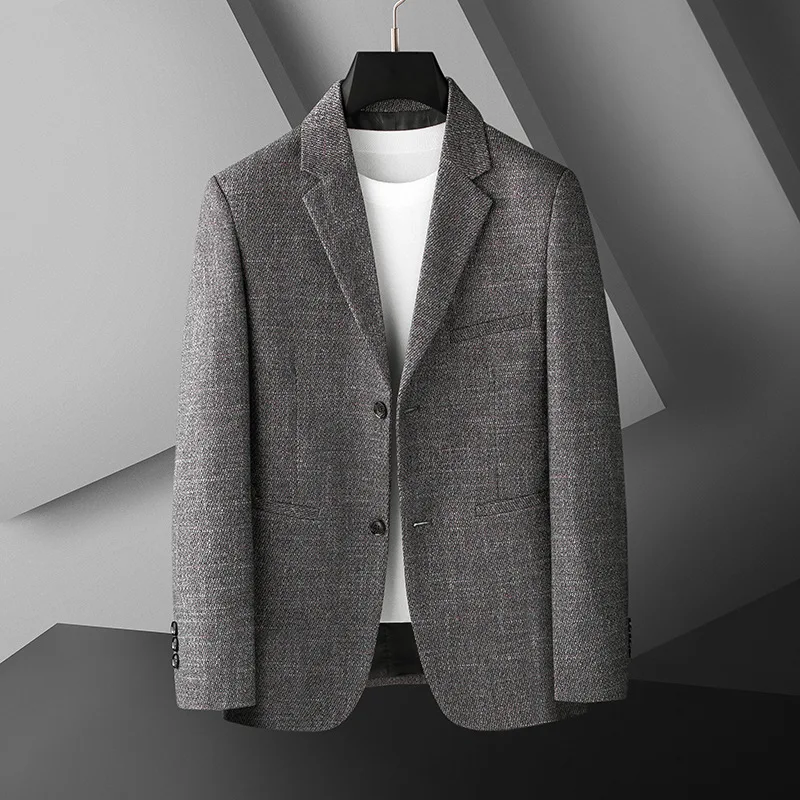 

2023 Men's Autumn New Simple Solid Color Fashion Slim-Fit Long-Sleeved Suit Jacket Youth Casual Double Button Suit