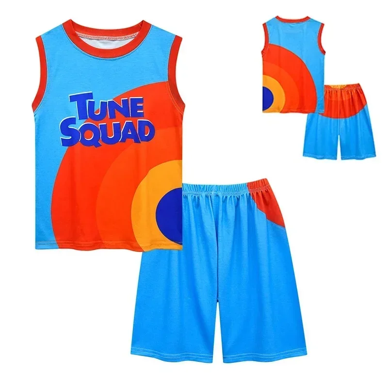 Jungen Mädchen Space Jam 2 Trikot Kleidung Tune Squad Basketball Cosplay Weste Shorts Trainingsanzug Uniform Sportanzug Kinderkleidung – Detail 3