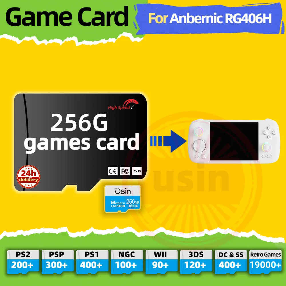 Game Card For Anbernic RG406H RG556 RGCUBE Retro Games PS2 PSP PS1 Android portable Handheld Gaming TF SD Memory H-Speed 256G