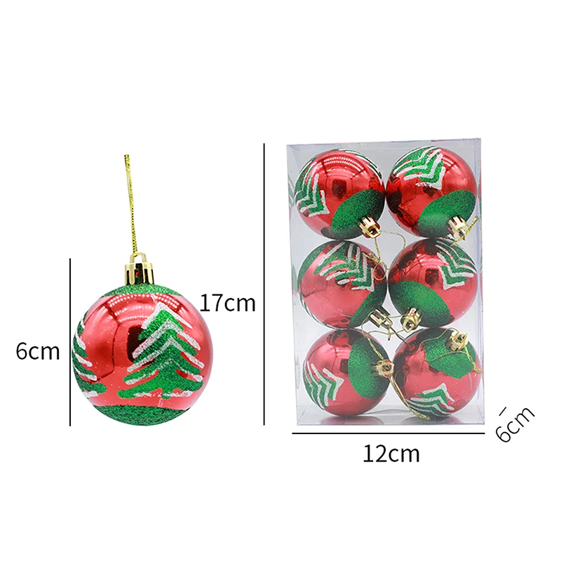 6Pcs 6CM Snow Christmas Balls Pendants For Christmas Tree Decoration Party Hanging Ornaments Xmas Navidad Decor